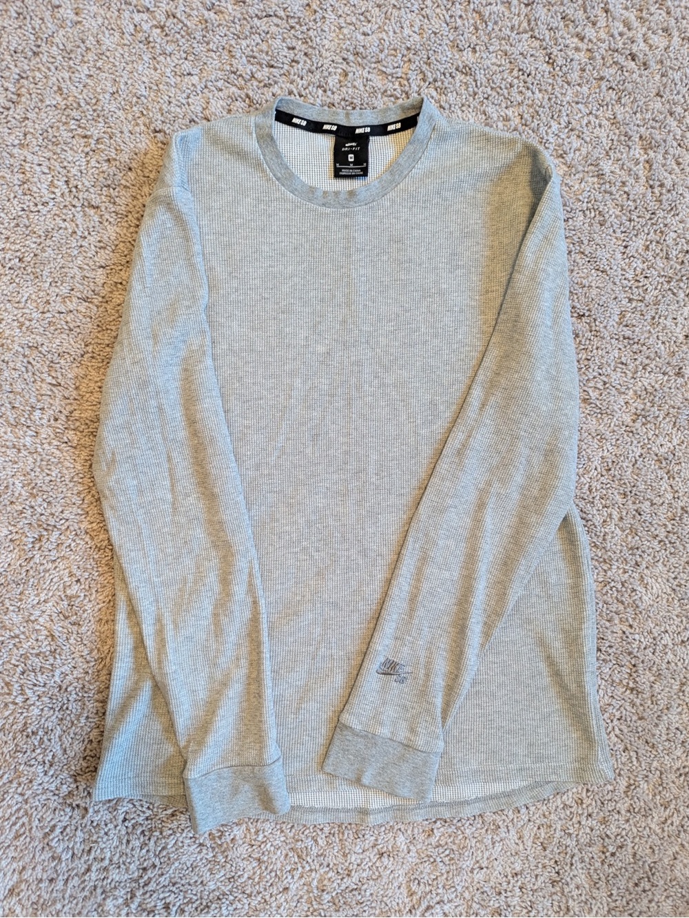 Nike Light Gray Ribbed Crew Long Sleeve